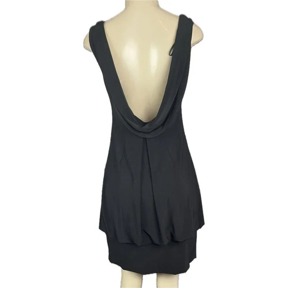 Dressbarn 8 Black Lined V-Neckline Draped Open Back Sleeveless Cocktail Dress - Picture 4 of 6